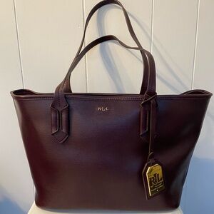 Ralph Lauren Leather Plum Tote Bag